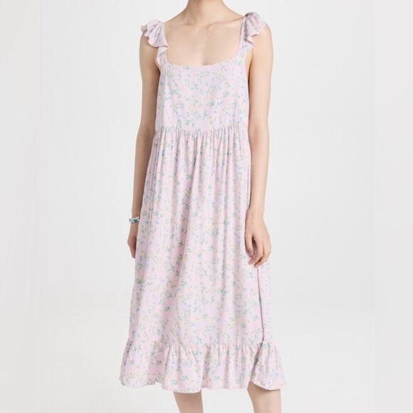 Sokie Collective The Summer Flutter Dress Small Lavender Floral Midi Ruffle New - Picture 2 of 12